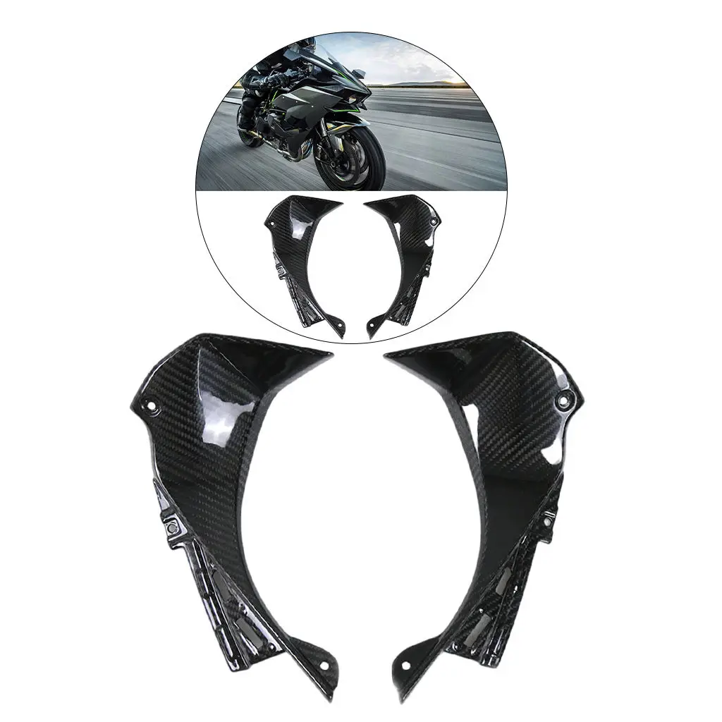 2x Motorcycle Front Fairing Carbon Fiber Aerodynamic Wing Side Spoiler for Kawasaki ZX6R 2019-2020
