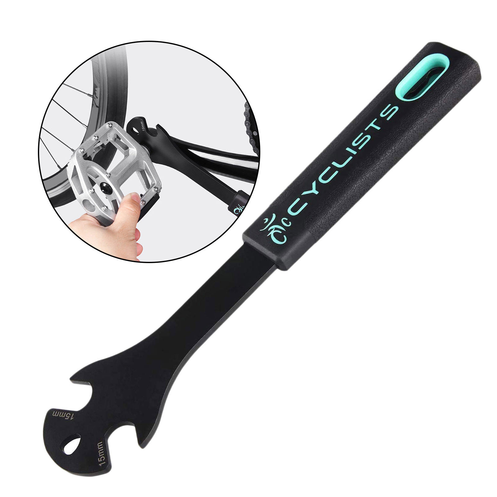 Bike Pedal Wrench Extra Long Handle Anti-slip Bicycle Pedal Spanner Double Sided Wrench for MTB/Road Bike Pedals Replace Tool