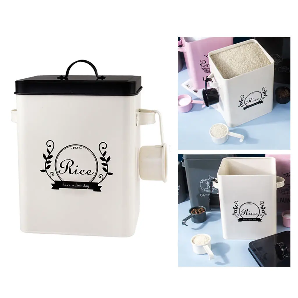 Multipurpose Laundry Powder Boxes with Spoon and Lid Household Tin Iron Washing Powder Bucket Cereal Dispenser Storage Box