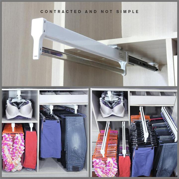 Erweiterbar Schrank Aufhänger Pull-Out Schrank Valet Stange Einstellbare Kleiderschrank Kleidung Schiene Top Mount Schrank rack Heavy Duty LBE – Detail 6