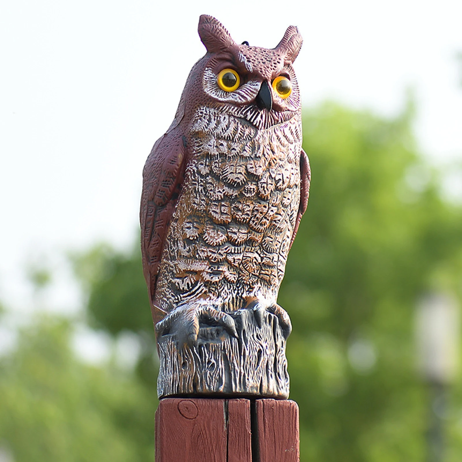 KKY Fake Owl Sculpture Latest 2pc Revolving Head Plastic Owl for Outdoor Garden. 