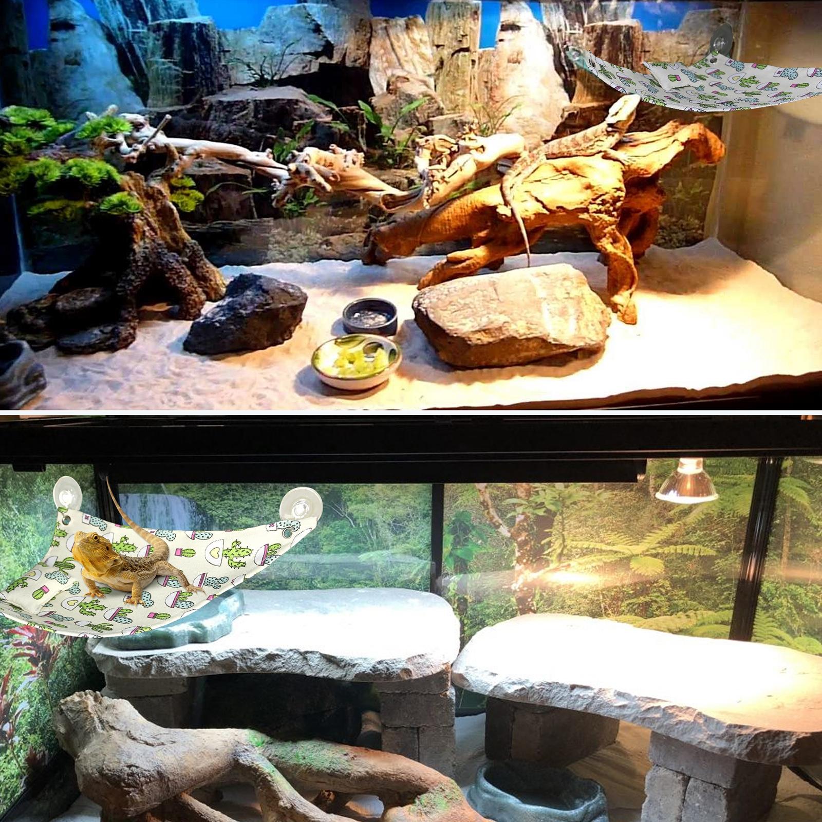 Reptile Hammock Mat Hideout Habitat Lounger Ladder for Lizard Gecko Bearded Dragon Supplies