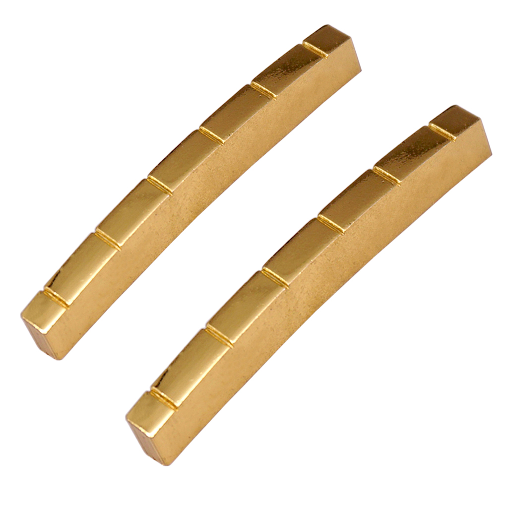  42mm Brass Curved Bottom 6 String Slotted Brass Nut for ST TL Telecaster Electric Guitar Replacement Accessory Parts Gold 