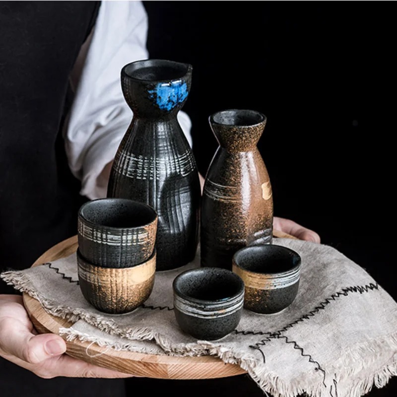 Estilo japonês conjunto de vinho retro cerâmica