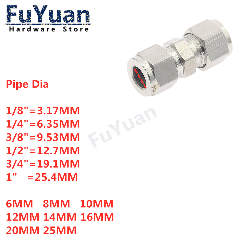 304 SS Edelstahl 3 4 6 8 10 12mm 1/8 "1/4" 3/8 "1/2" OD rohr Doppel Ferrule Rohr Fitting Anschluss – Detail 1