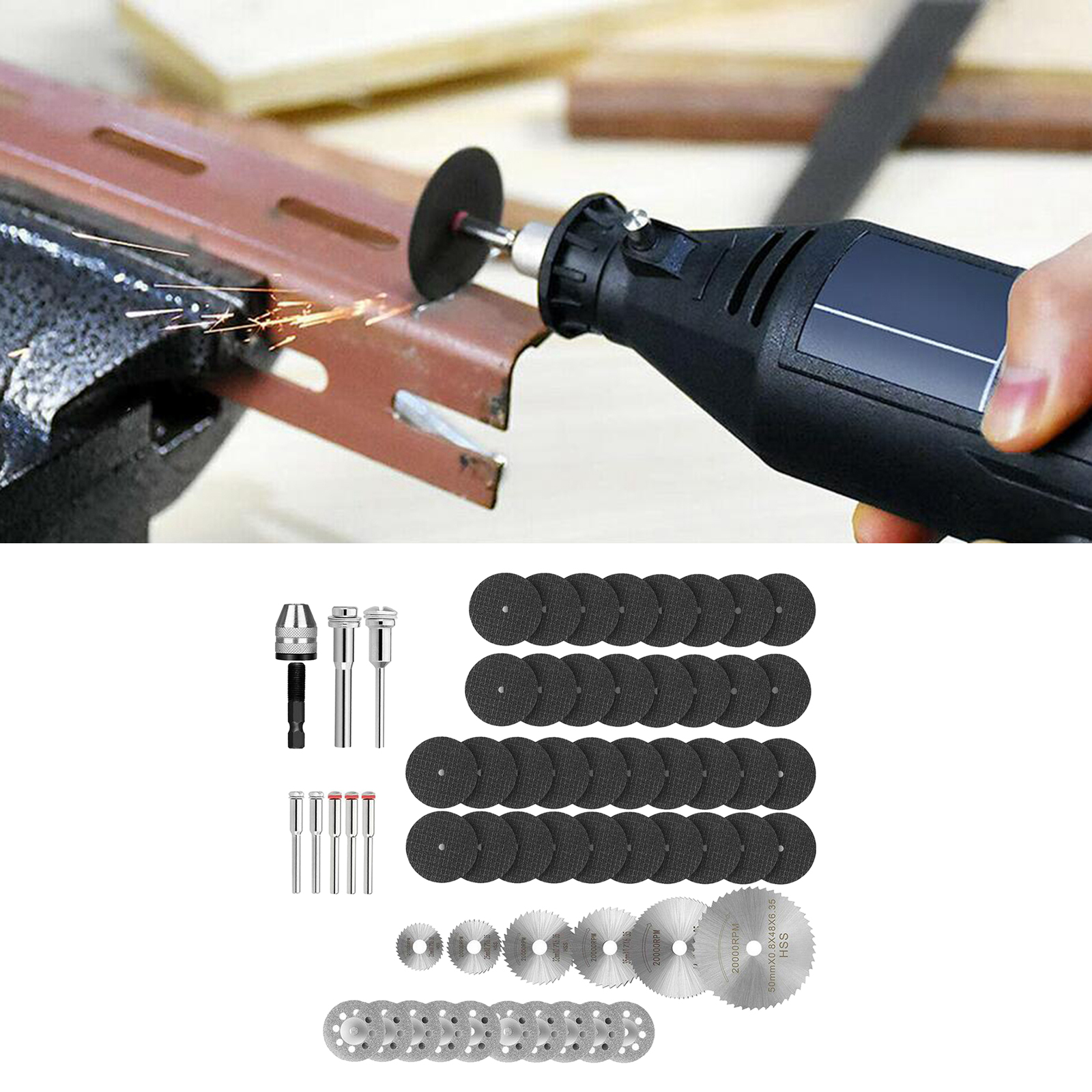 Diamond Cutting Wheel (22/25/32/35/44/50mm) with Mandrel And HSS Saw Blade