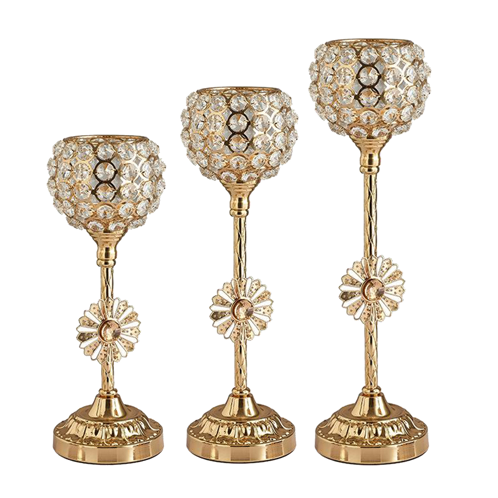 Elegant Crystal Candle Holder Golden Candlestick Create Relaxing Atmosphere