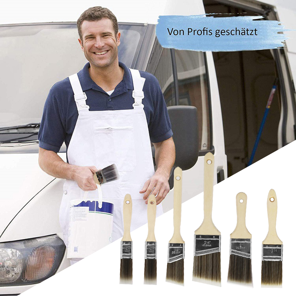 Wooden Handle Flat &Angled Head Paint Brush Set Household Cabinets Window Painting Bristle Brushes 1'' 1.5'' 2'' 2.5''