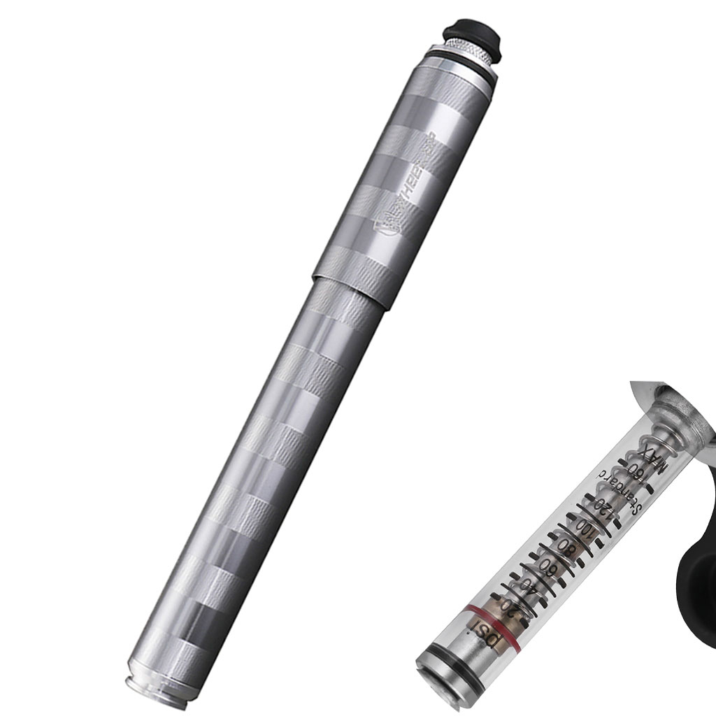 Portable Bike Mini Pump With Gauge 160 Psi Presta Schrader Dual Valve Pump