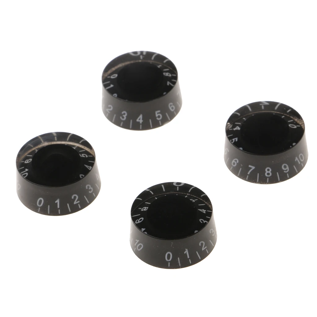 6mm Black Plastic  Control Knobs for   Electric Guitar 4pcs