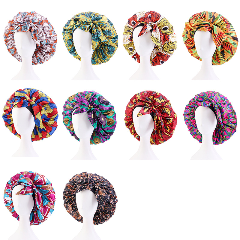 Extra Large African Pattern Print Satin Bonnet Women Night Sleep Cap Adjustable Wide Band Elastic Head Wrap Hair Bonnet Hat Extra Large African Pattern Print Satin Bonnet Women Night Sleep Cap Adjustable Wide Band Elastic Head Wrap Hair Bonnet Hat