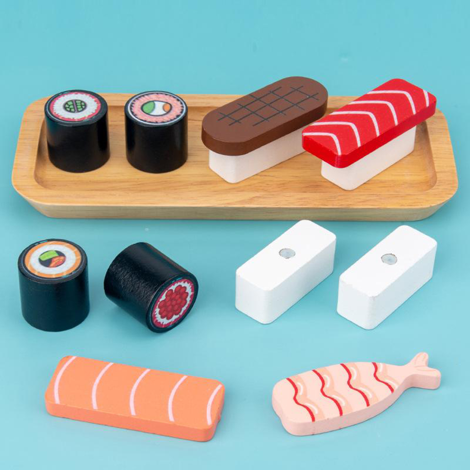 Wooden Sushi Set Food Toys Play Sets Enjoy Role Play Chef for Kids Children