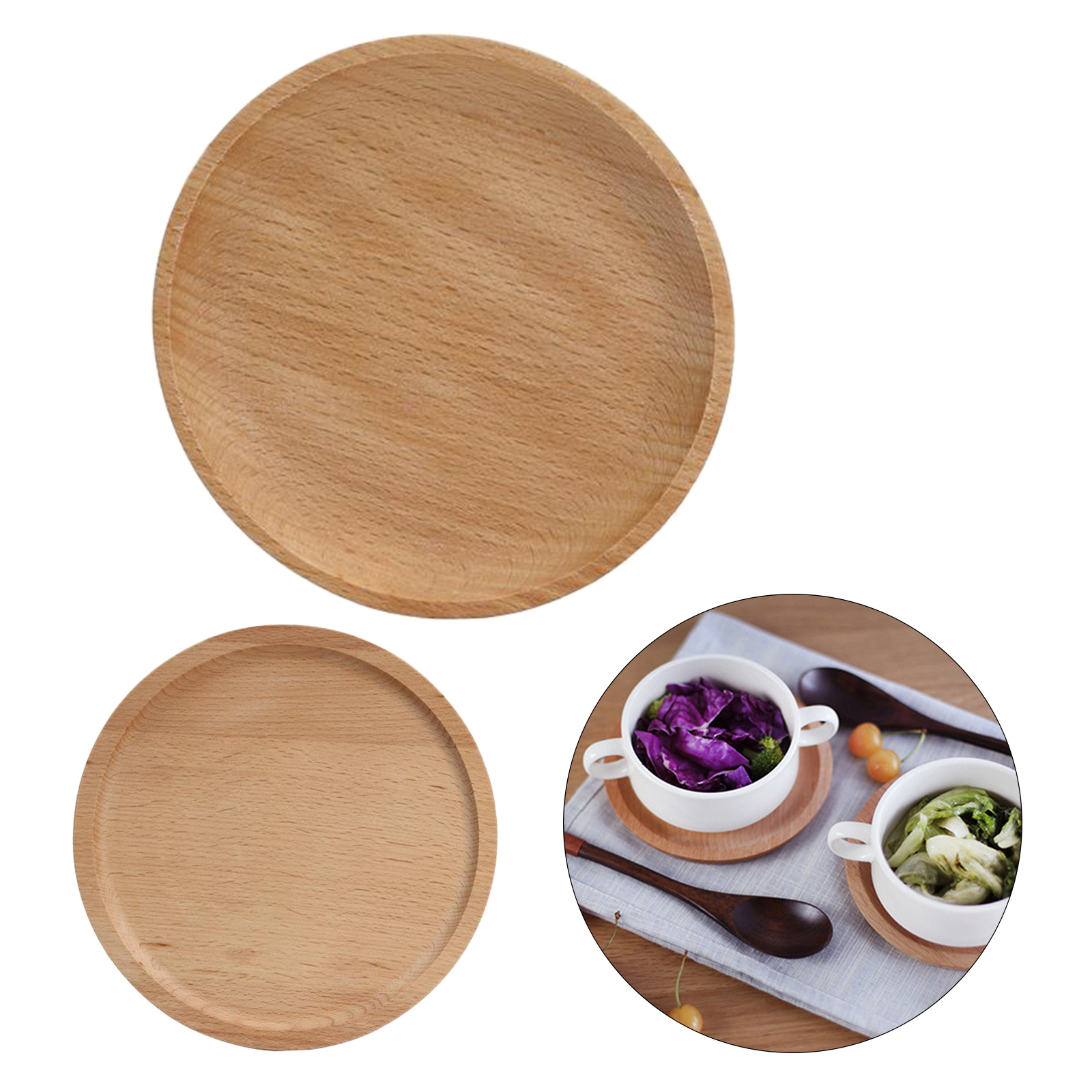 Wood Serving Plate Round Serving Tray Fruit Dessert Cake Snack Candy Platter Wooden Dishes