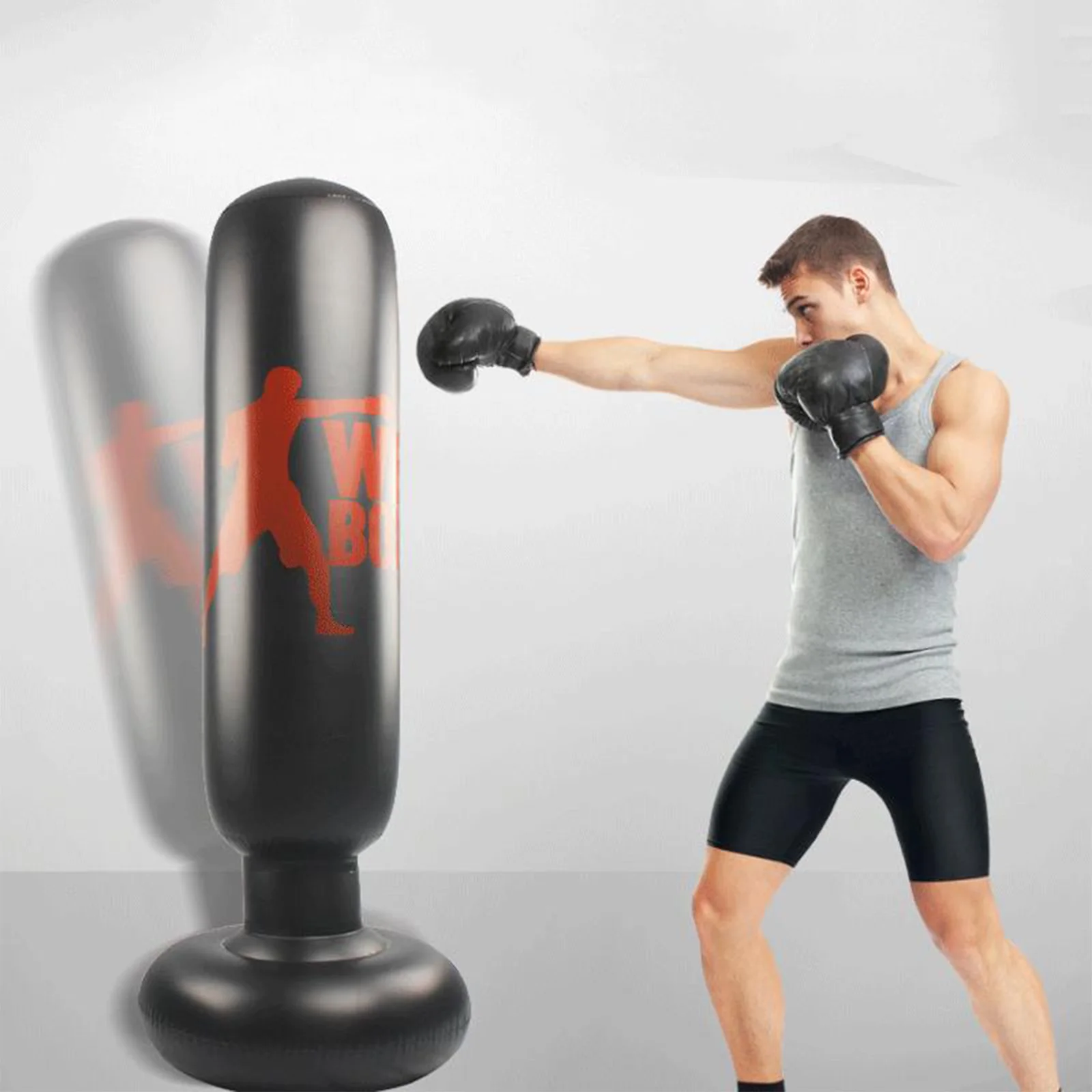 63 Inch Punching Bag Adult Kids Column Tumbler Kicking Sandbag PVC Sport Gym Training Equipment Stress Relief