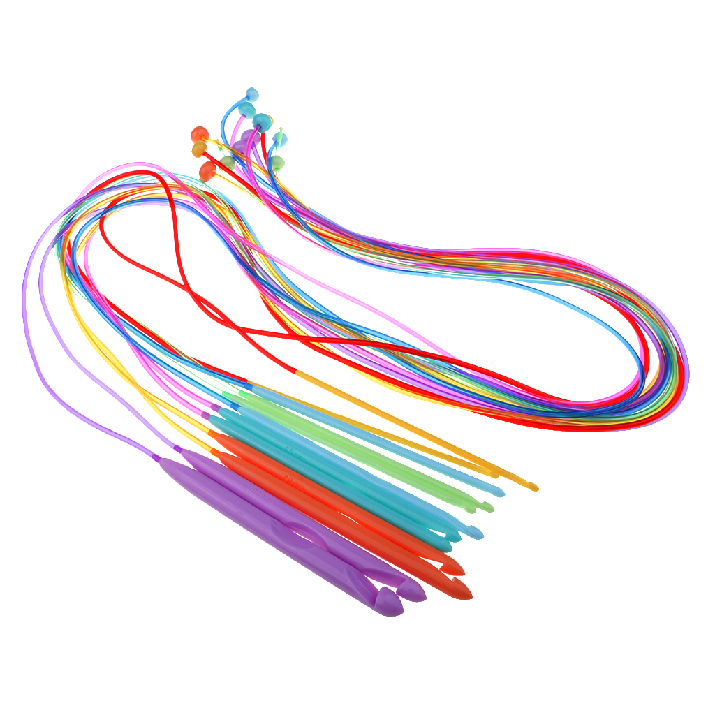 12 Sizes lastic Afghan Flexible Crochet Hook Weave Needles, Pack of 12