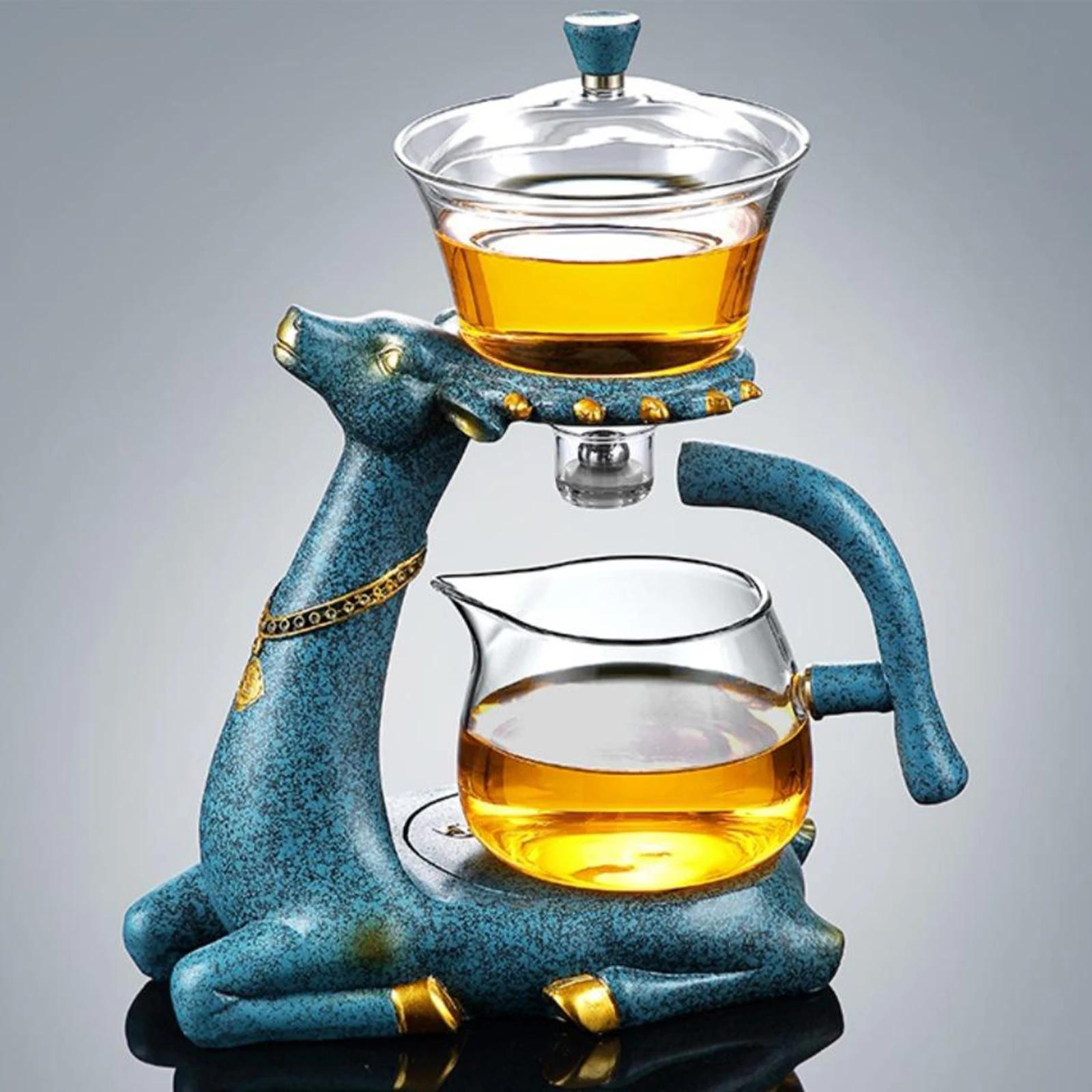 Glass Teapot Infuser Magnetic Tea Making Drip Pot Maker Reindeer Ornament