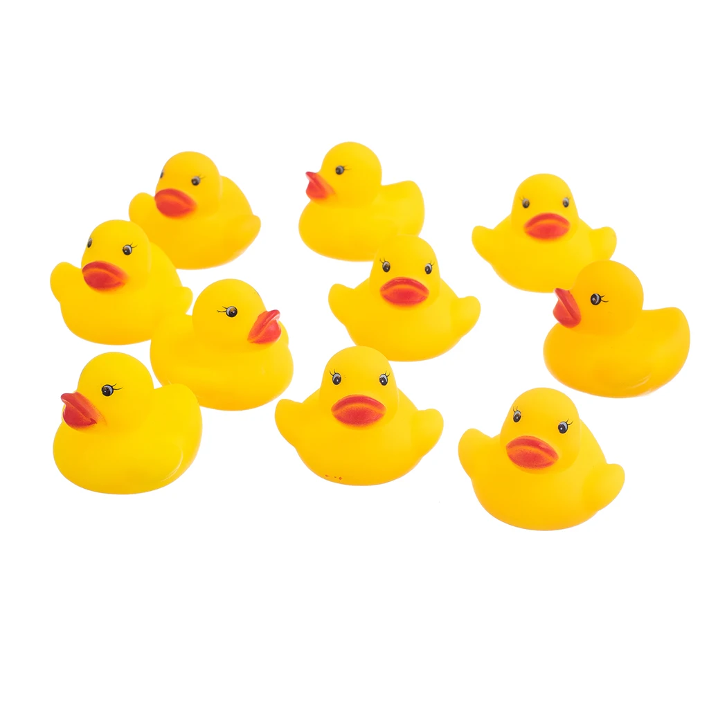 10 Pcs Yellow Baby Children Bath Toys Cute Rubber Squeaky Duck Ducky