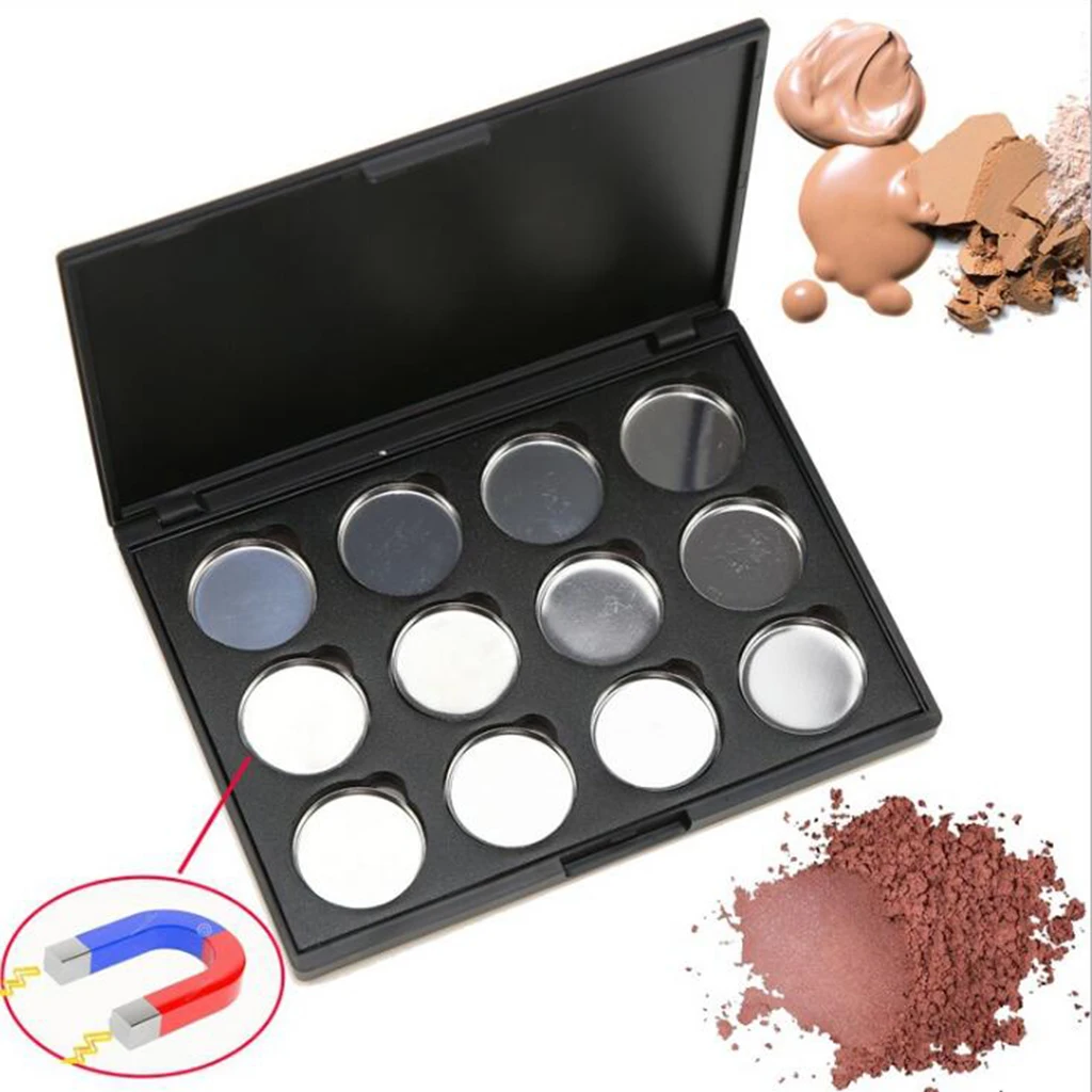 Magnetic Eyeshadow Makeup Palette Empty Blush Lipstick Container Case with 12Pcs