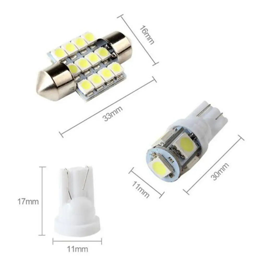 11 Pcs White Car LED Light 921 6428 6430 194 W5W T10 5/8SMD& 31mm Bulb Lamp For Car Daytime Running Signal Dome Light