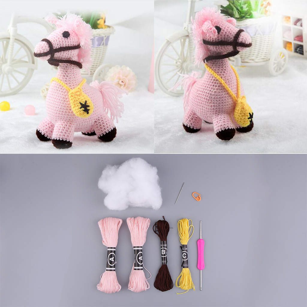 Doll Crochet Kit for Beginners Handmade Knitting Animal Horse Stuffed Toy
