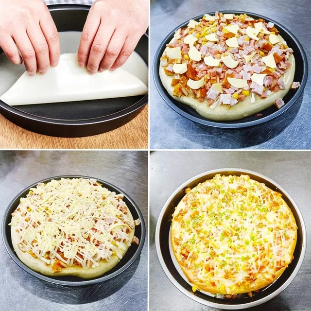 P&P CHEF Sartenes para pizza de 10 pulgadas (4 piezas), bandeja redonda de  acero inoxidable para hornear pizza, bandeja para pastel de galletas, apta