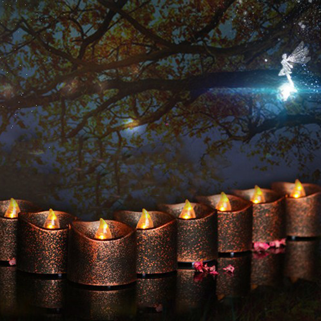 1Pc Vintage Style Black Wax LED Candle Flameless Tea Light Votive Candle for Wedding Birthday Party Table Decoration