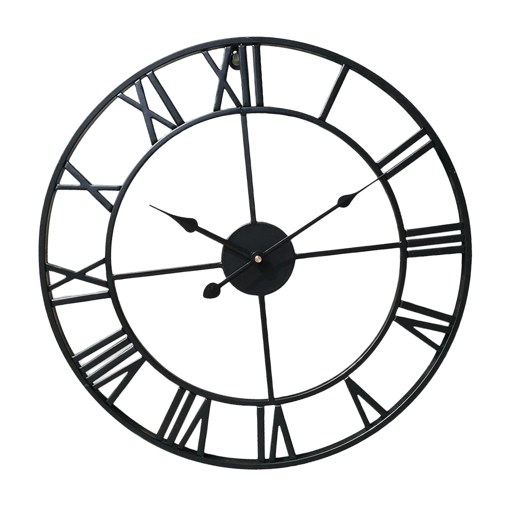 Round Big Display Clock Retro Roman Rustic  16x2Inch Silent Slip Wall Clock, for Balcony Kitchen Living