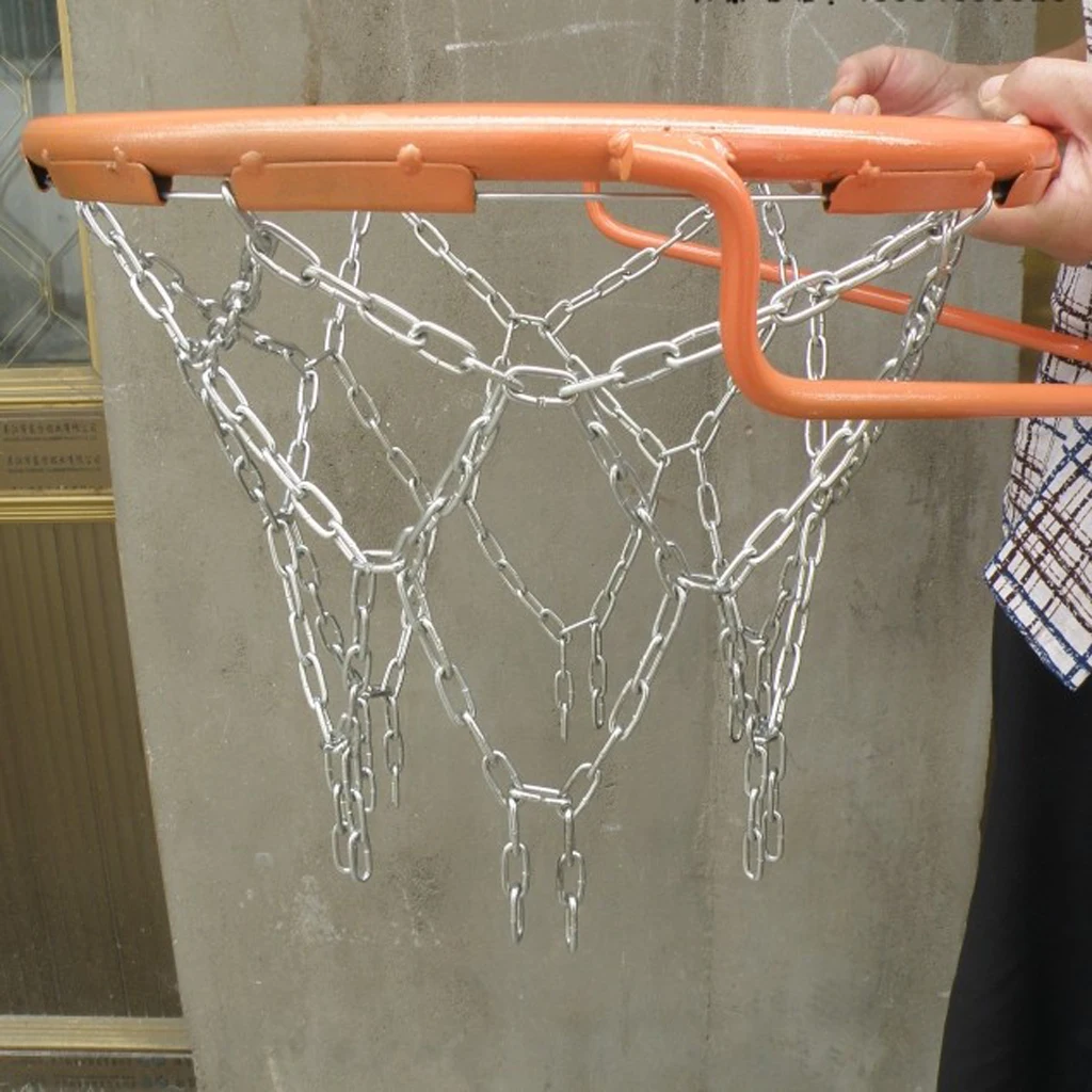 Standard Durable Basketball Goal Net Heavy Duty Metal Steel Chain Rim Mesh Replacement Outdoor Indoor Sports