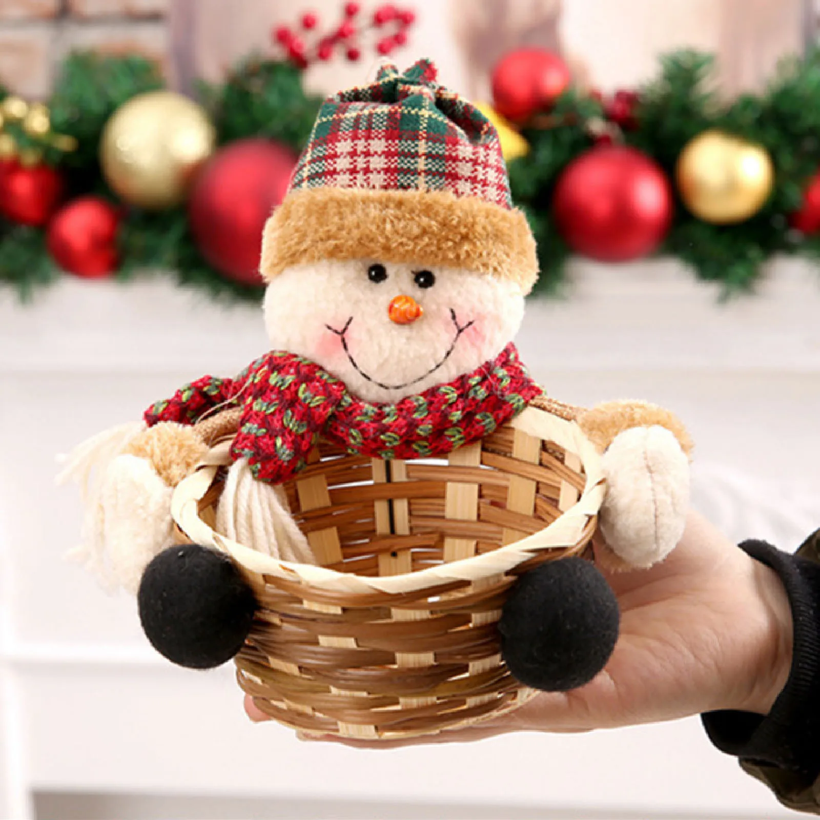 Details about   Christmas Candy Storage Basket Decoration Santa Claus GiftS Decoration Basket 