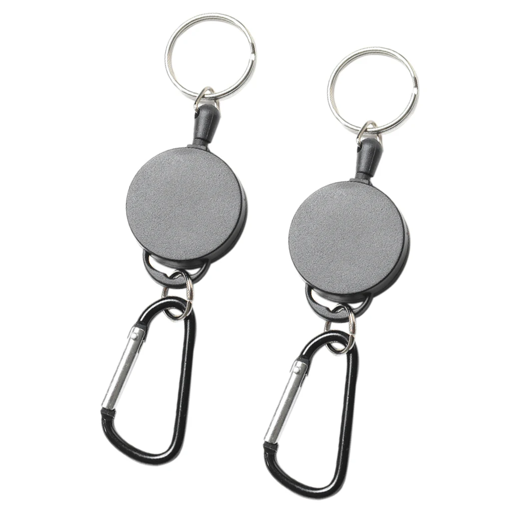 2x Durable Pull Retractable Key Chain 65cm Steel Wire Cable Backpack Clip