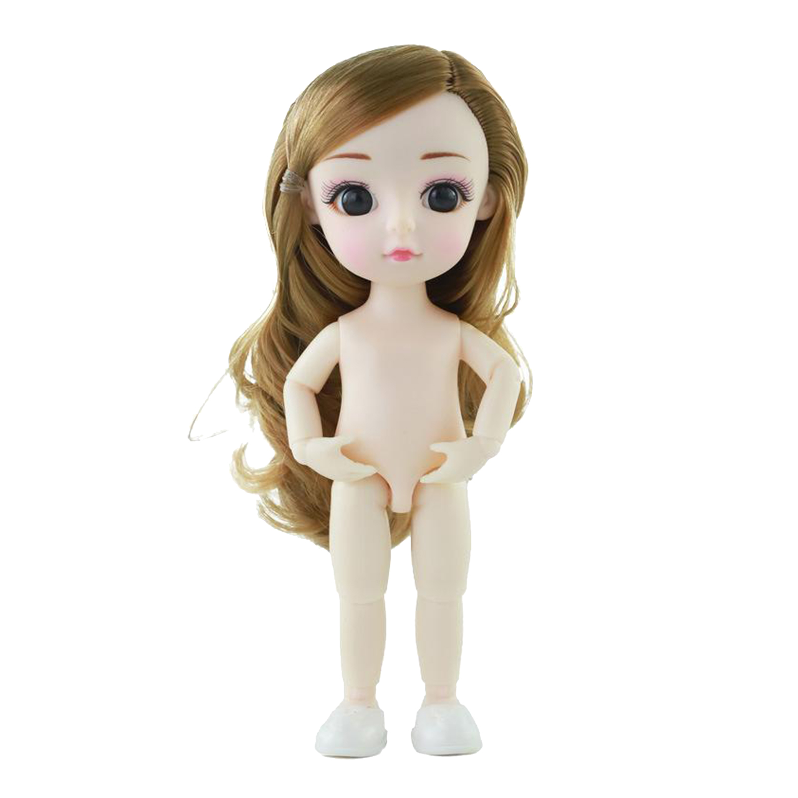 Flexible 16cm 13 Jointed 1/12 Mini Girl Doll Naked Body with Hair for DIY BJD Dolls Accessories