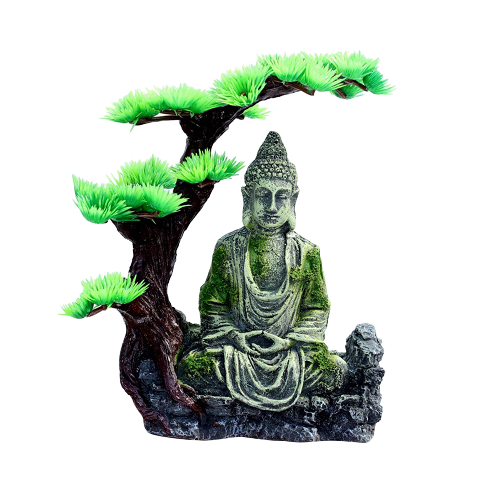Aquarium Ancient Decoration Resin Zen Buddha Sitting Statue Cave for Aquarium Fish Tank Landscaping Ornament Decor