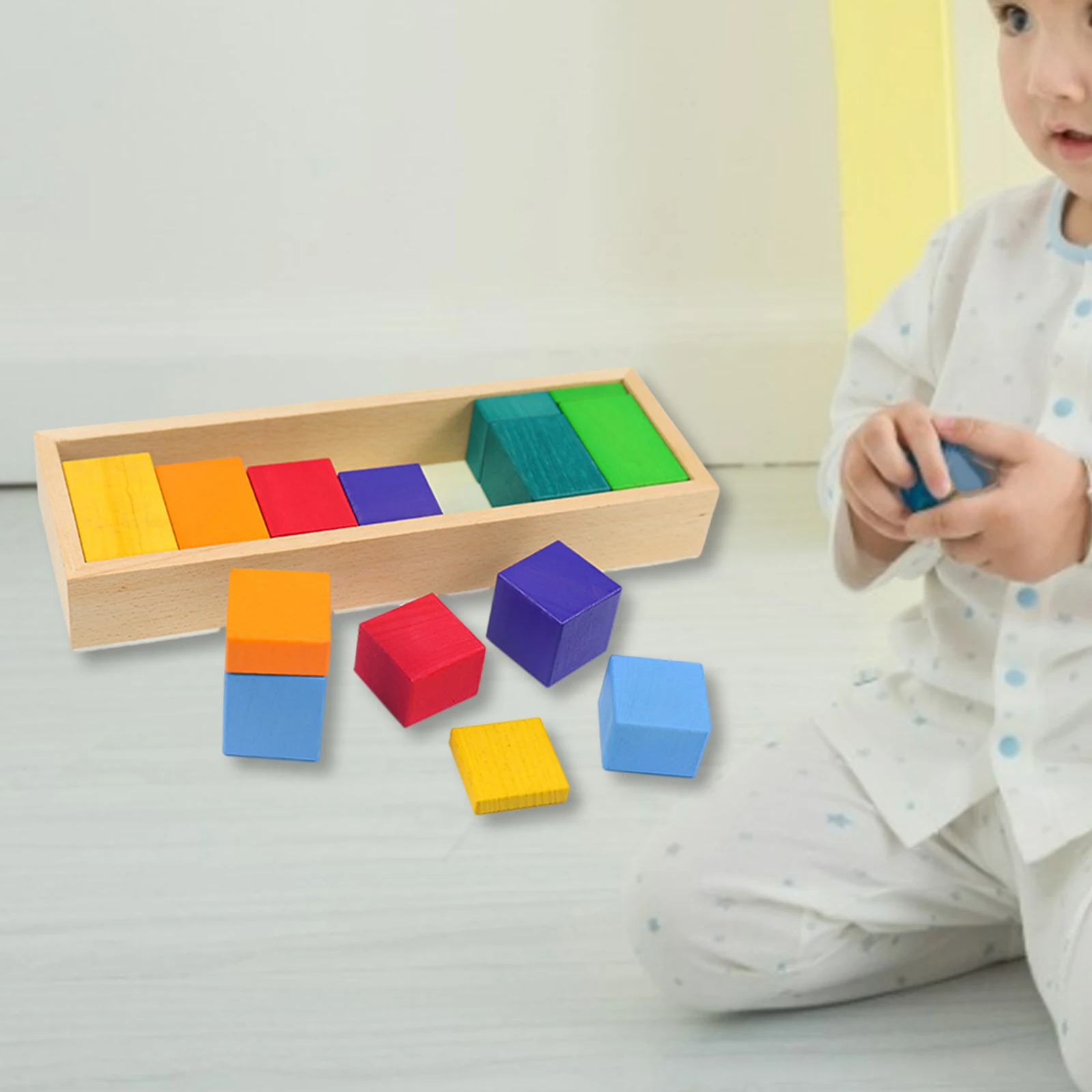 Shape Match Wood Block Puzzle Stacker Stacking Building Development Motor Skill Sensory Handicraft Toys Teaching Aids