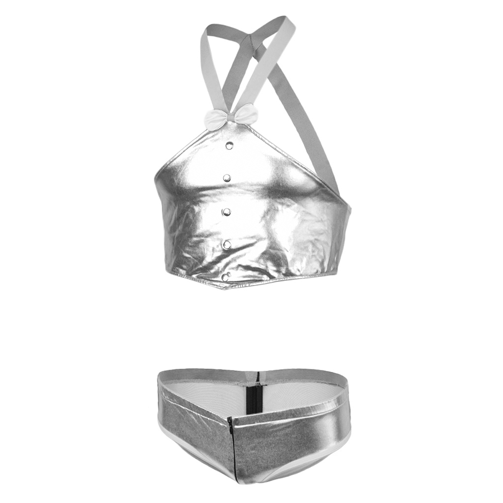 Men's Mentalic Halter Neck Body Chest Harness Belt Lingerie with Underpants