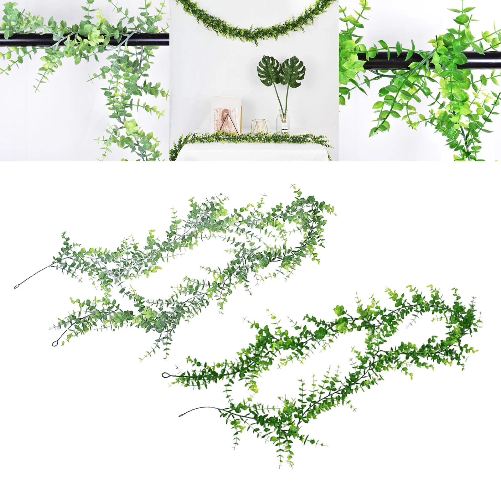 Artificial Eucalyptus Decorative Vivid Vine Rattan Leaf Greenery Hanging Plants For Wedding Home Garden Party Indoor Outdoor