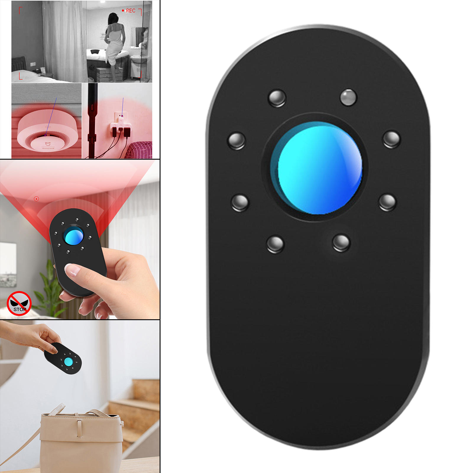 Anti Camera Detectors Scanning LED Light Lightweight Infrared Detector Bug Sweeper for Pinhole Camera Bathroom Travel