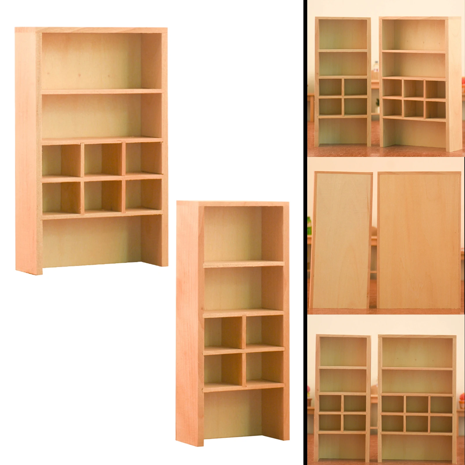 1:12 Dolls House Wood Display Cabinet Bookshelf with Drawer DIY Scenes Accessory 