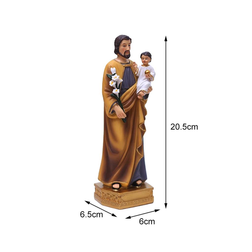 Saint Joseph Carrying Child Jesus Statues Religious Figurines Resin Model Sculpture St. Joseph God Christ Church Desk Décor
