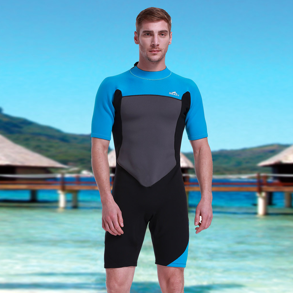 Mens 2mm Thickness Warm Shorty Wetsuit Spring Wet Suit For Snorkeling, Diving and Surfing, M-XXL