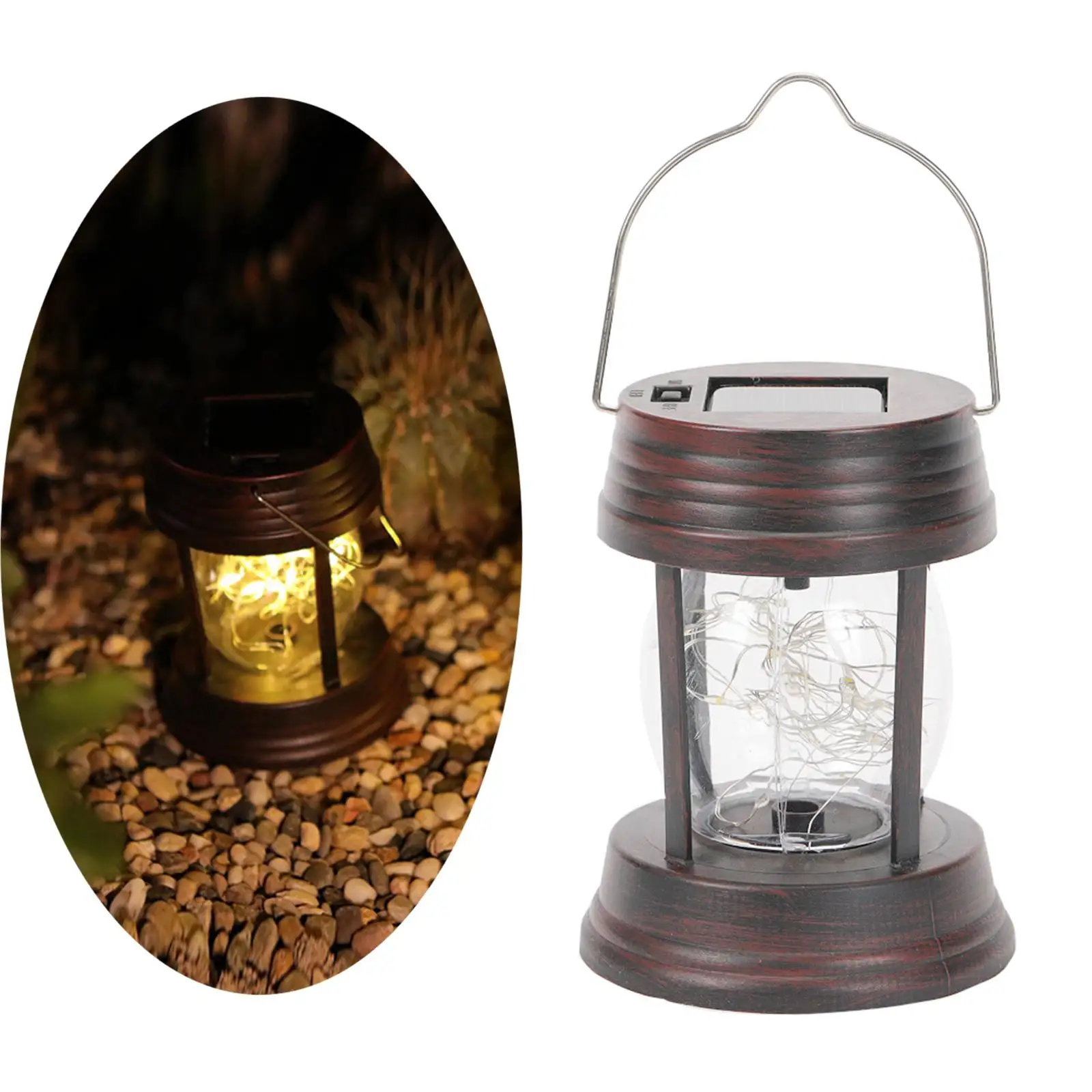 Retro Garden Solar Lantern Light Dusk to Dawn Super Bright Waterproof LED Lamp for Lawn Walkway Path Outdoor, Camping Lantern