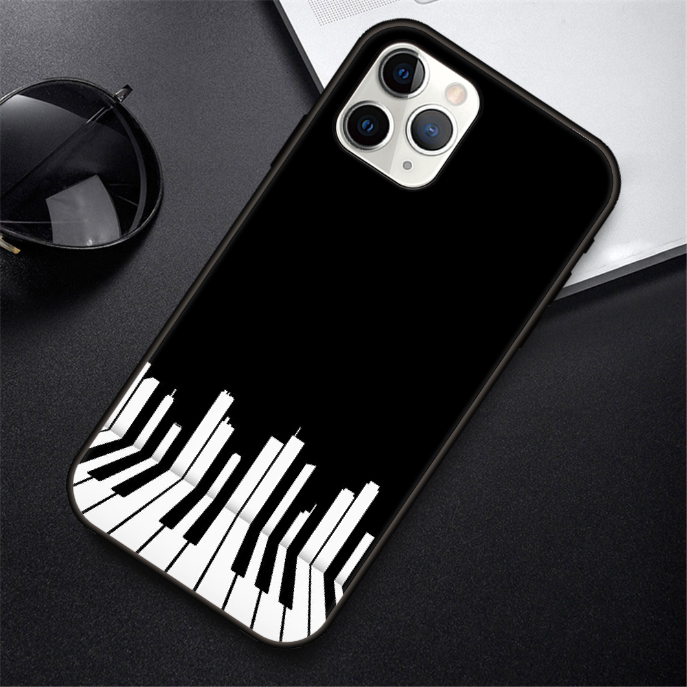 cheap iphone xr cases Phone Case For IPhone 12 Mini 11 Pro XR X MAX SE XS 5 6 6S 7 8 E Plus Black Cover Waterproof Silicone Shell piano guitar music cheap iphone 11 cases