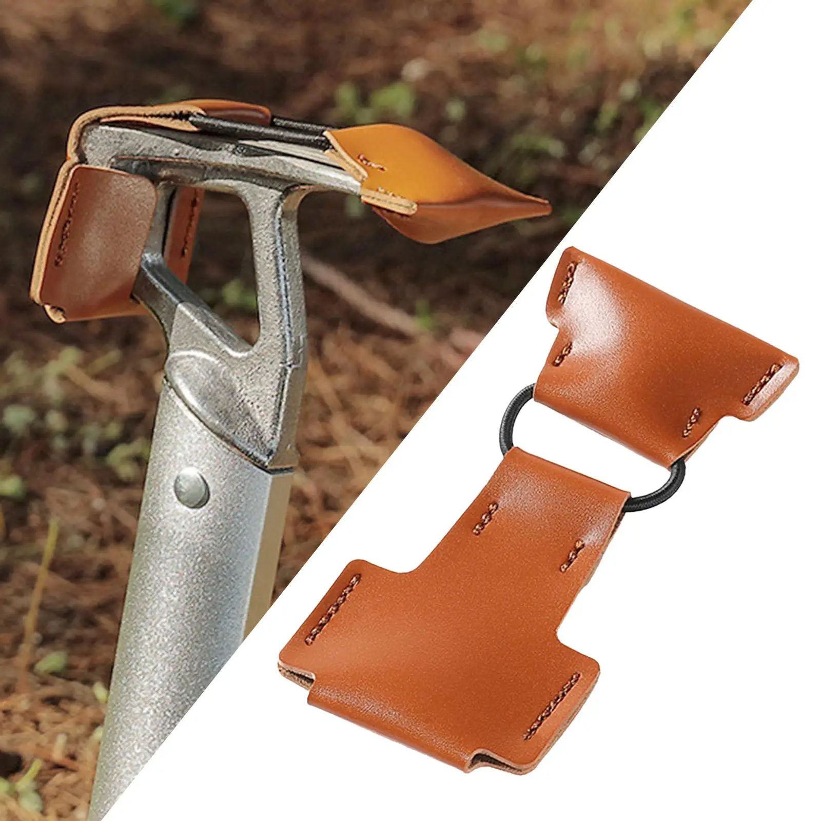 Outdoor Camping Tent Pegs Hammer Leather Protect Cover With Elastic Rope Light Wear-resistant Double-headed Tent Accessories
