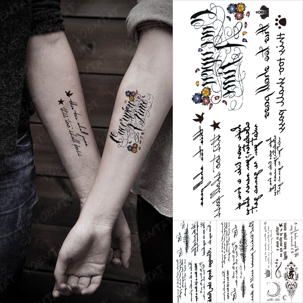 Best of Handwriting Font Waterproof Temporary Tattoo Sticker Text Word Chicano Lettering Body Art Arm Wrist Fake Tatoo For Women Men Reviews & Tips