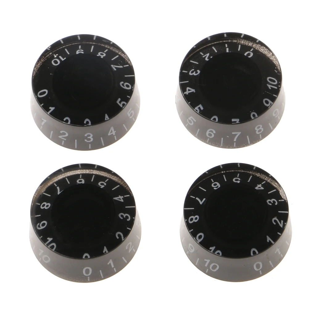 4 Pieces Volume Tone Control Knobs Tuning Dial Buttons Black for  Electric