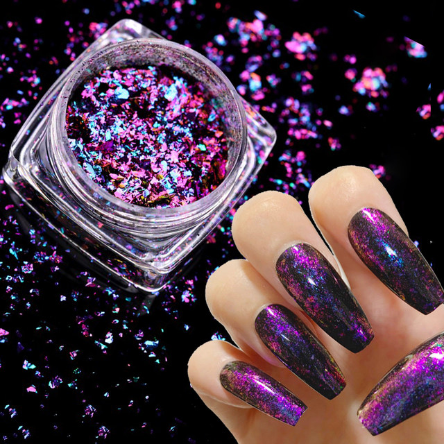 1 Box Chameleon Nail Flakes Irregular Aluminum Foil UV Gel Polish Nail  Sequins Palliette Manicures Art Decoration Glitter Powder - AliExpress