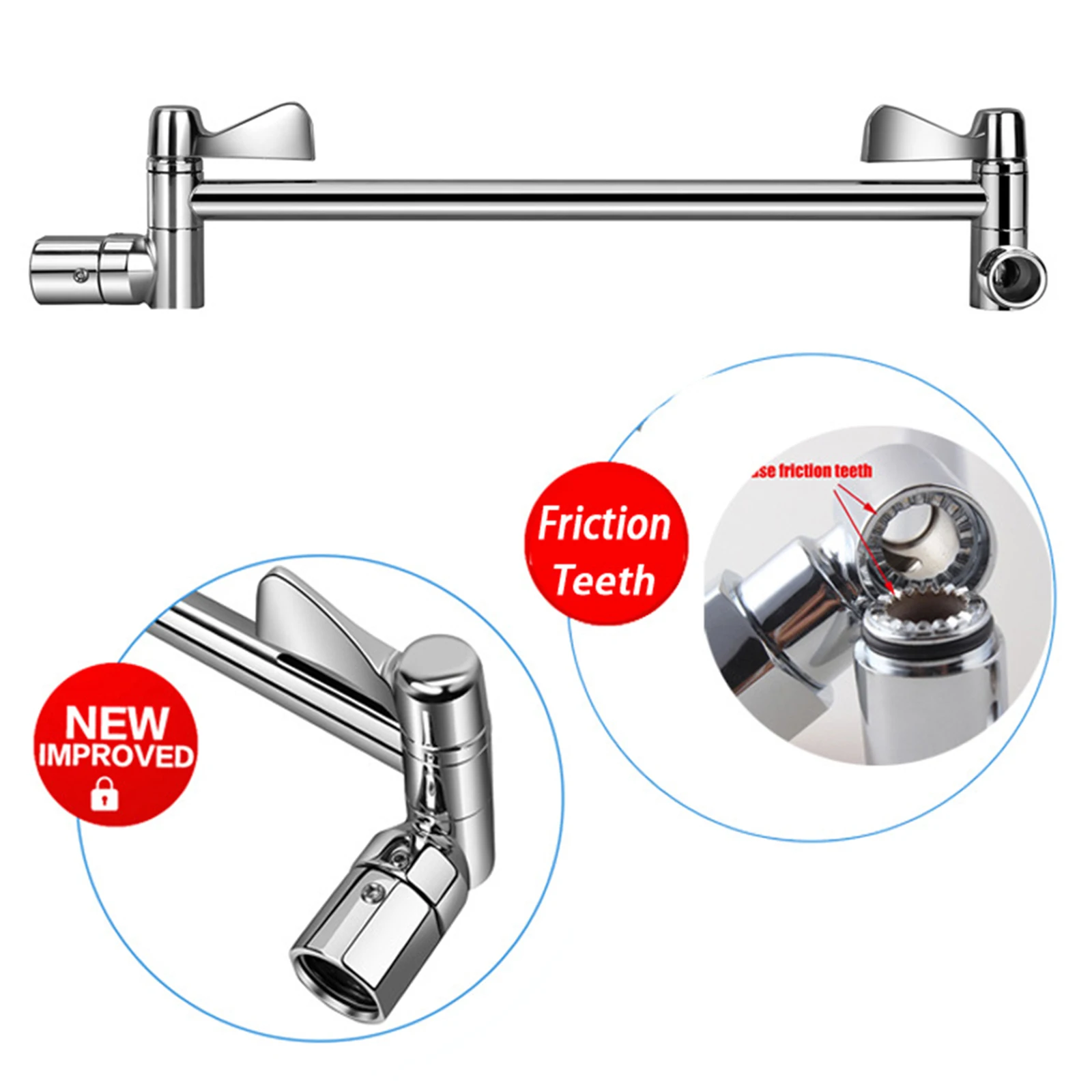 Adjustable Shower Arm Extension Stainless Steel Shower Head Extension Arm with High Polished Chrome Finish