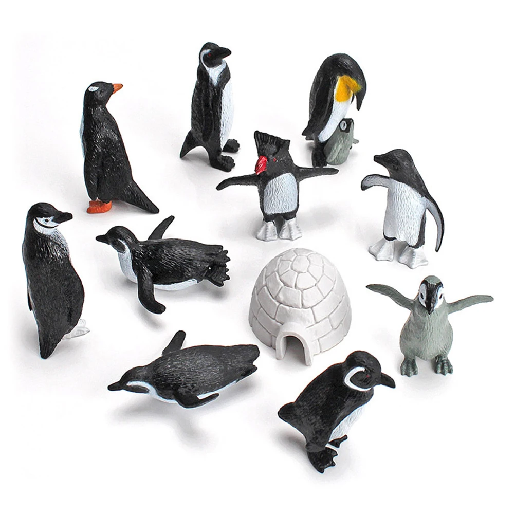 CeFurisy 11 figuras de animales de imitación de PVC océano regalo para niños decoración de pingüino juguete de animales 