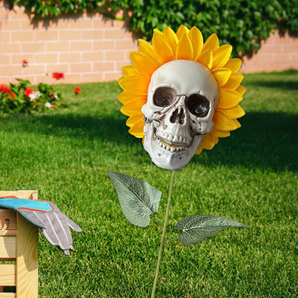 Simulation  Skull Garden Stakes Decor Crafts Creepy Skull Halloween Art Crafts Decoration Yard Crafts Decoration