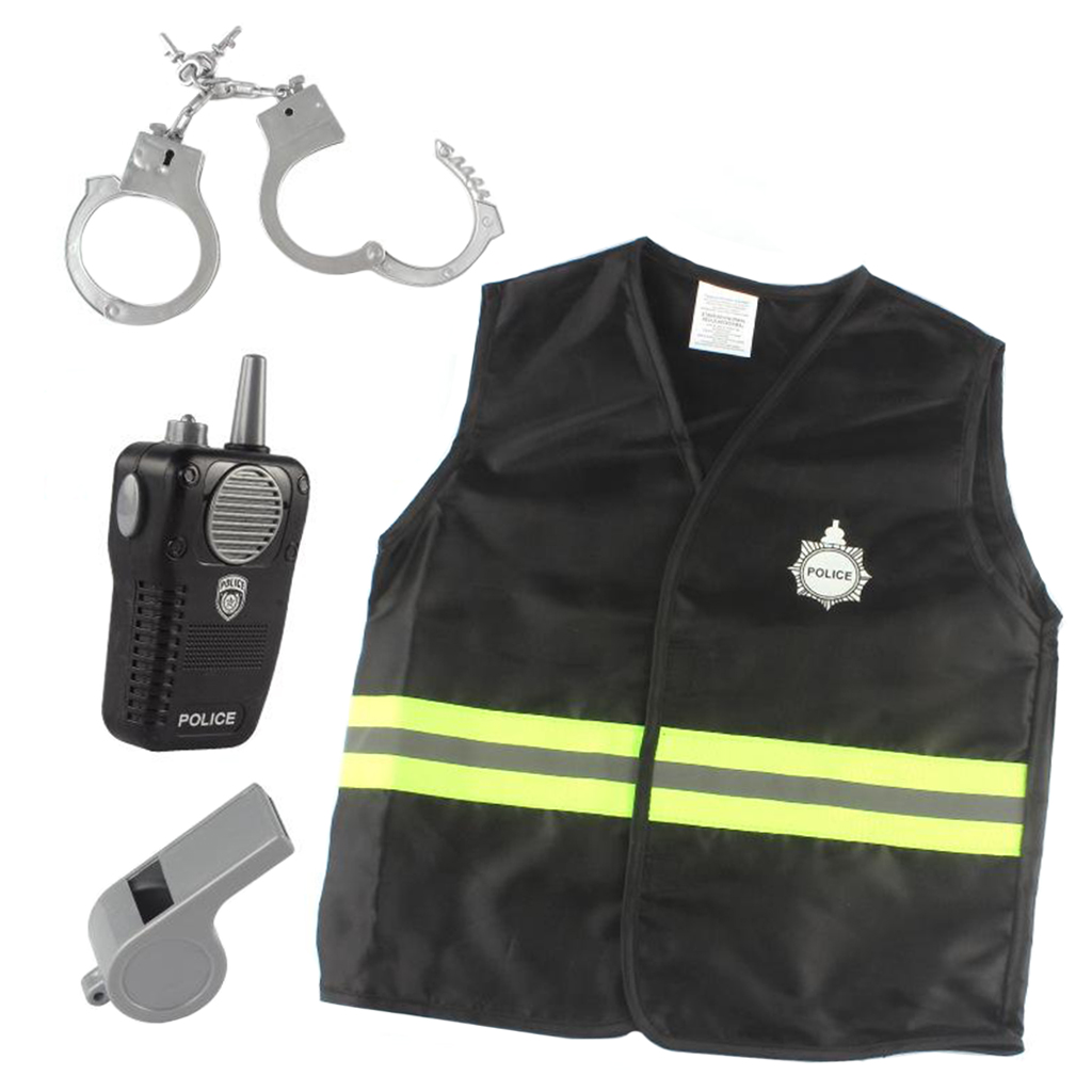 Cop Officer Police Costume Set Fancy Dress Up Preschool Toy Drama Props