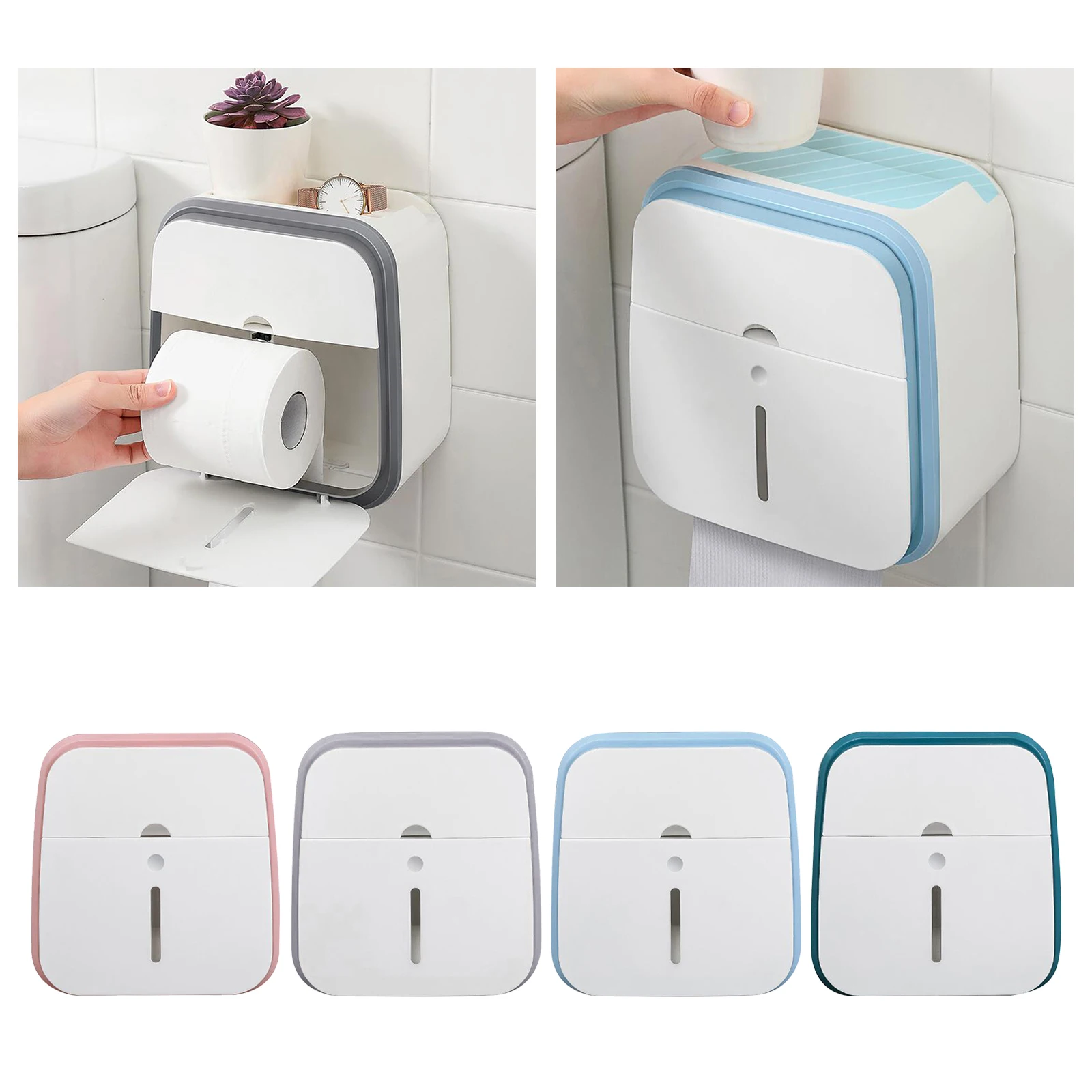 Waterproof Toilet Paper Holder Self Adhesive Bathroom Tissue Box Waterproof